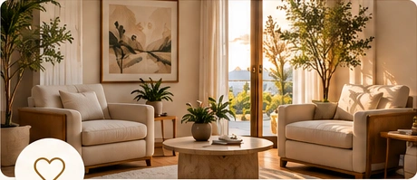 A peaceful therapy lounge with armchairs and plants